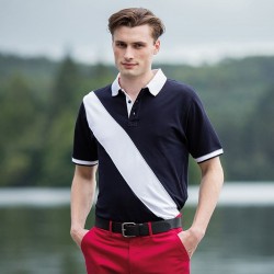 Plain Diagonal stripe piqué polo shirt - tag-free Front Row & Co 200 GSM